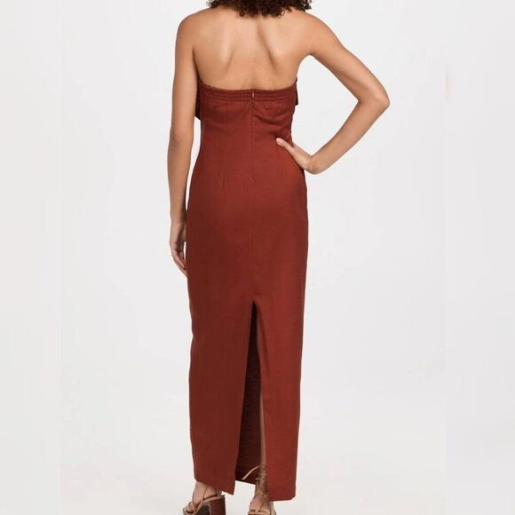🆕️ Rumer The Label - M Chocolate Linen Blend Resortwear Roam Bandana Maxi $289 - Picture 2 of 9